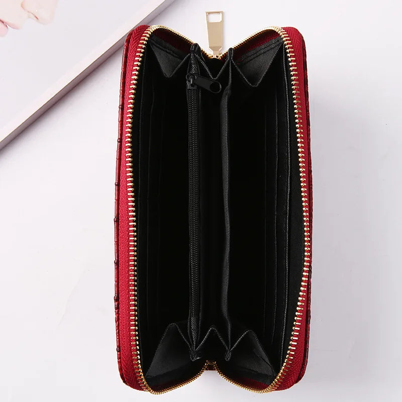 Fashion Women Crocodile Leather Wallet Large Capacity Credit Cards Holder Organizer Phone Clutch
