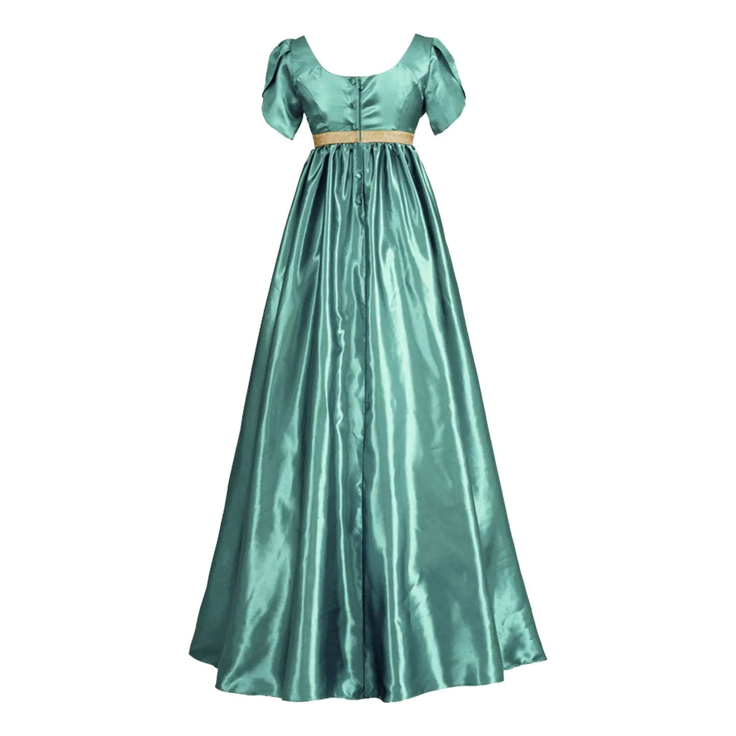 Medieval Vintage Satin Dress Short Sleeve High Waist Renaissance Dress