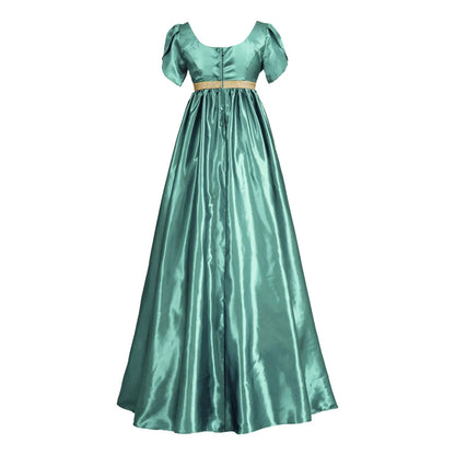 Medieval Vintage Satin Dress Short Sleeve High Waist Renaissance Dress
