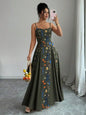 Elegant Cream Floral Print Sleeveless Maxi Dress for Spring Summer