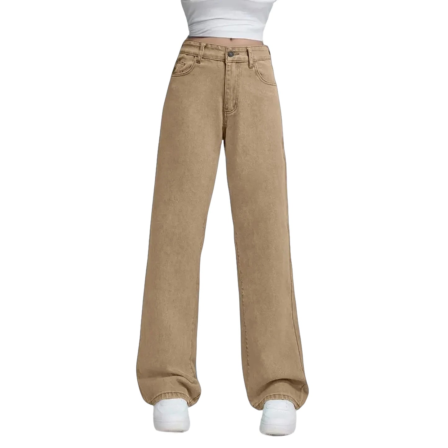 Ladies' High Waisted Straight Leg Pants Loose Casual