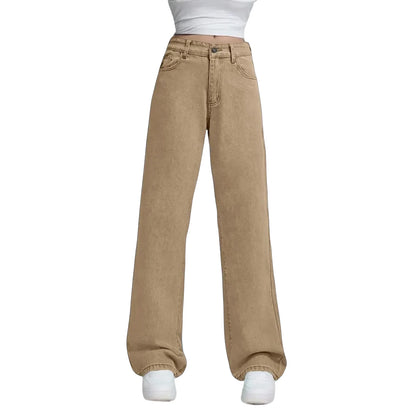 Ladies' High Waisted Straight Leg Pants Loose Casual