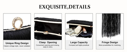 Evening Bag for Women Long Tassel Design Clutch Purses For Wedding Cocktail Prom