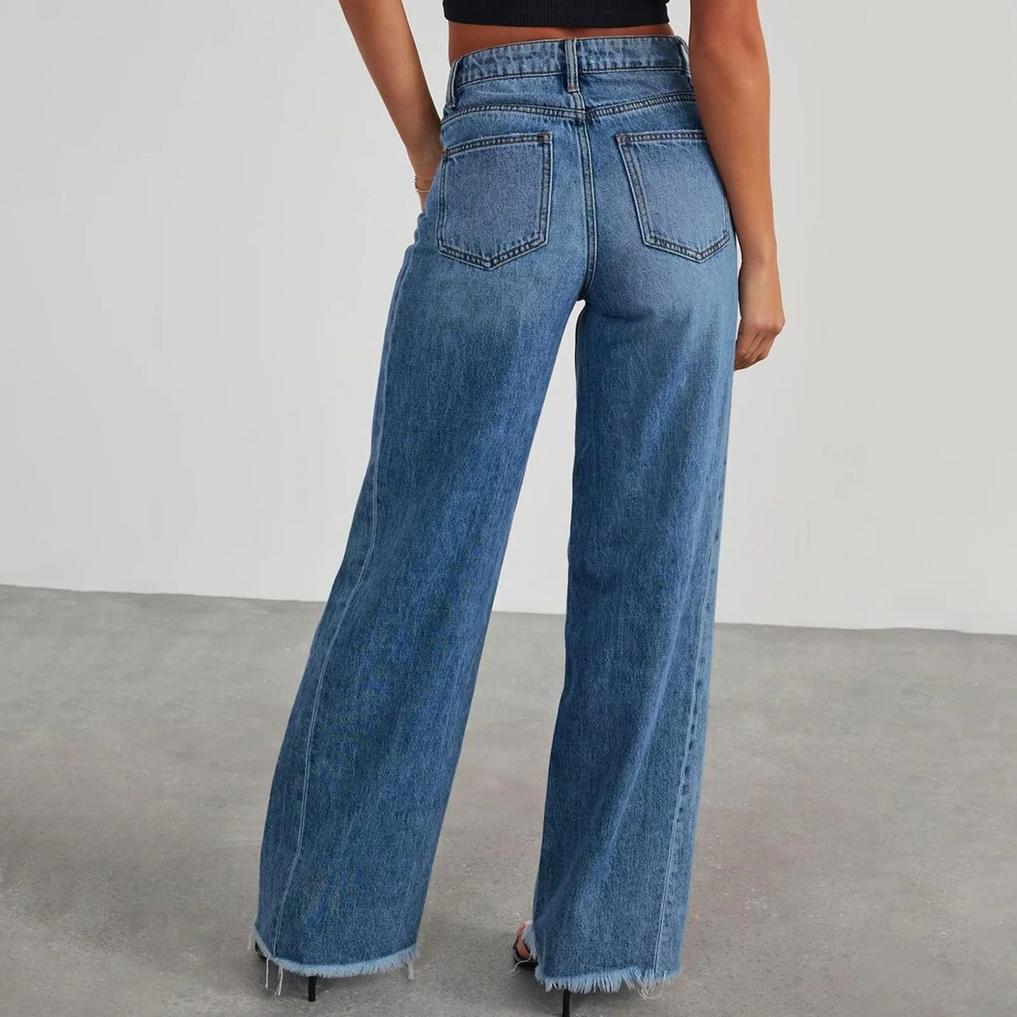 Retro High Waist Straight Leg Jeans