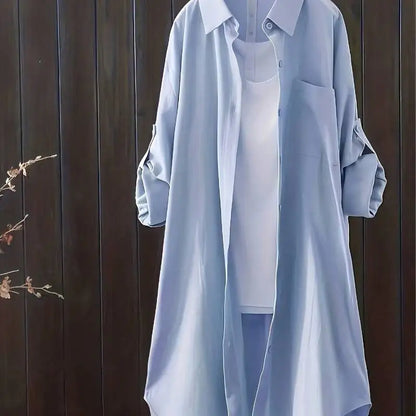 Casual Loose fitting Linen Long Shirts Women Plus Size Tops