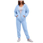 Women Long Sleeve Solid Color Hooded Sweatshirt and Pant