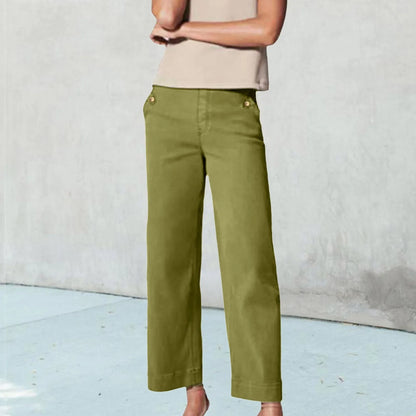 Summer Autumn Cotton Women's Pants Drawstring Elastic Waist Casual
