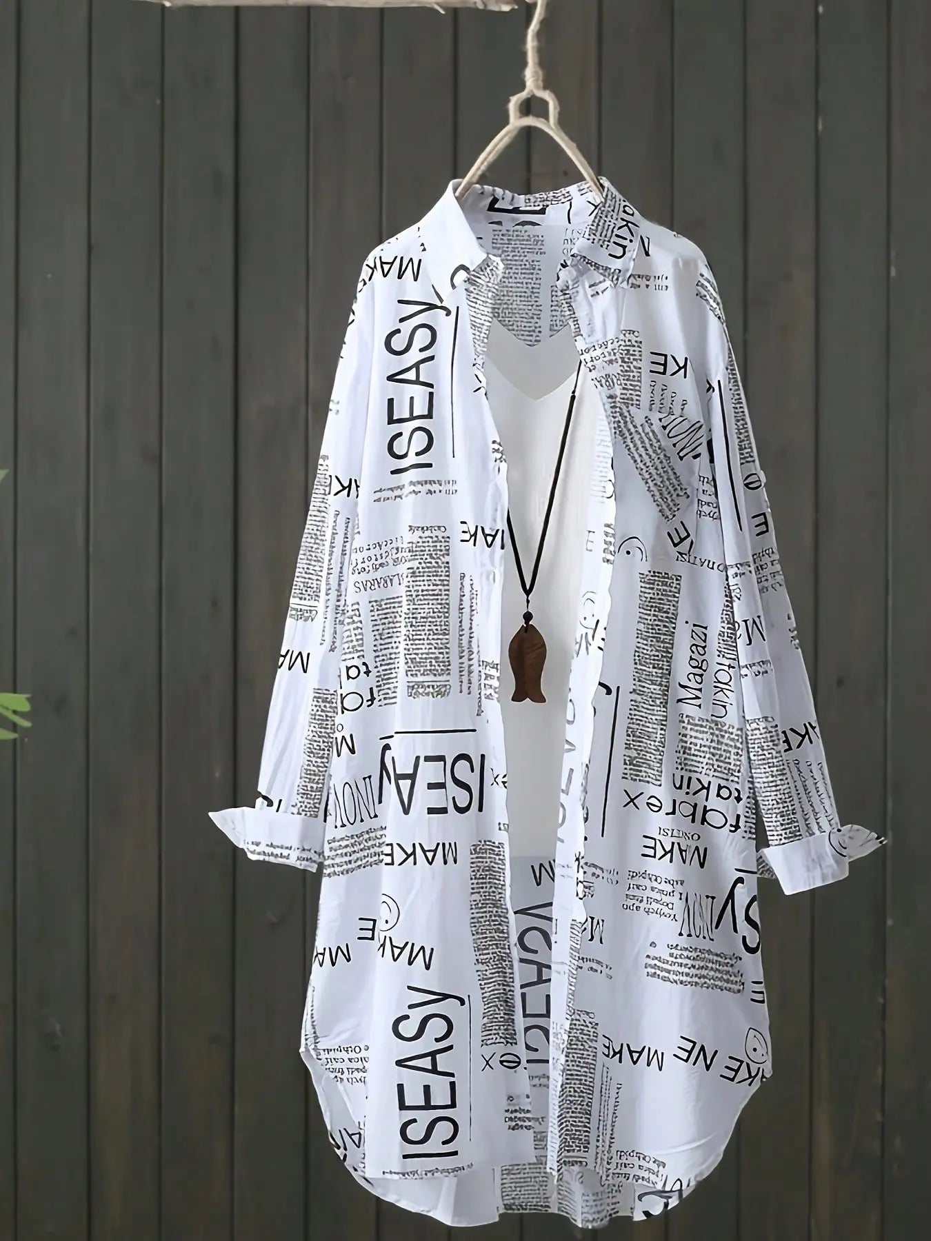 Plus Size Letter Print Shirt Oversized Casual Long Sleeve Top