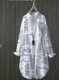 Plus Size Letter Print Shirt Oversized Casual Long Sleeve Top
