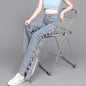 Hollow Wide Leg Jeans Casual Design Slimming High Waist