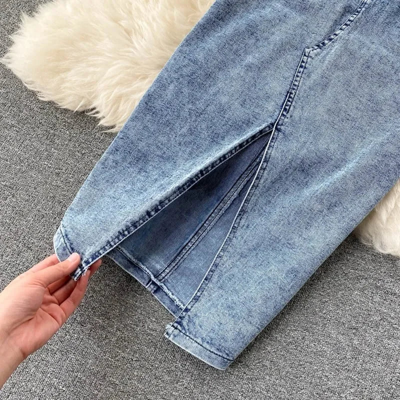 denim 2 piece outfits summer top and skirt