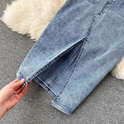 denim 2 piece outfits summer top and skirt