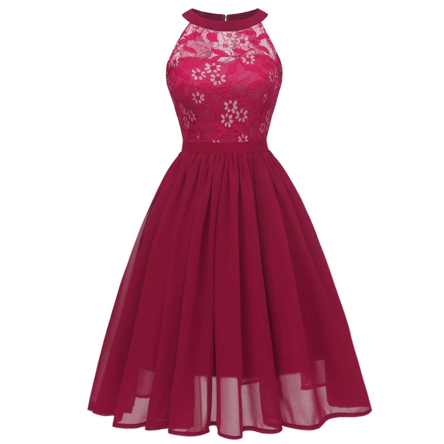Women's Evening Dress Sexy Lace Chiffon Evening Gowns Ladies Sleeveless Robe Elegant Solid Cocktail Party Dresses Vestidos