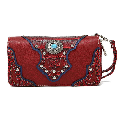 Western Style Cowgirl Woven Fringe Crocodile Gorgeous Purse Conchos Women Handbag Shoulder Bags Wallet Set