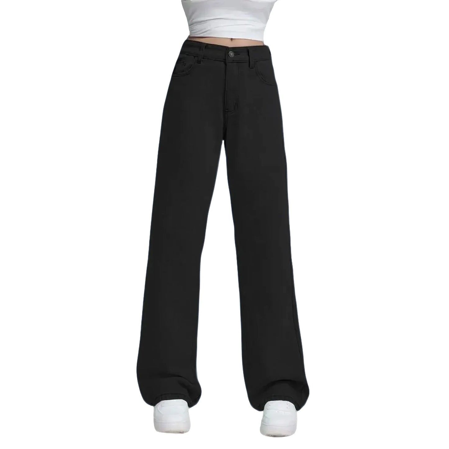 Ladies' High Waisted Straight Leg Pants Loose Casual