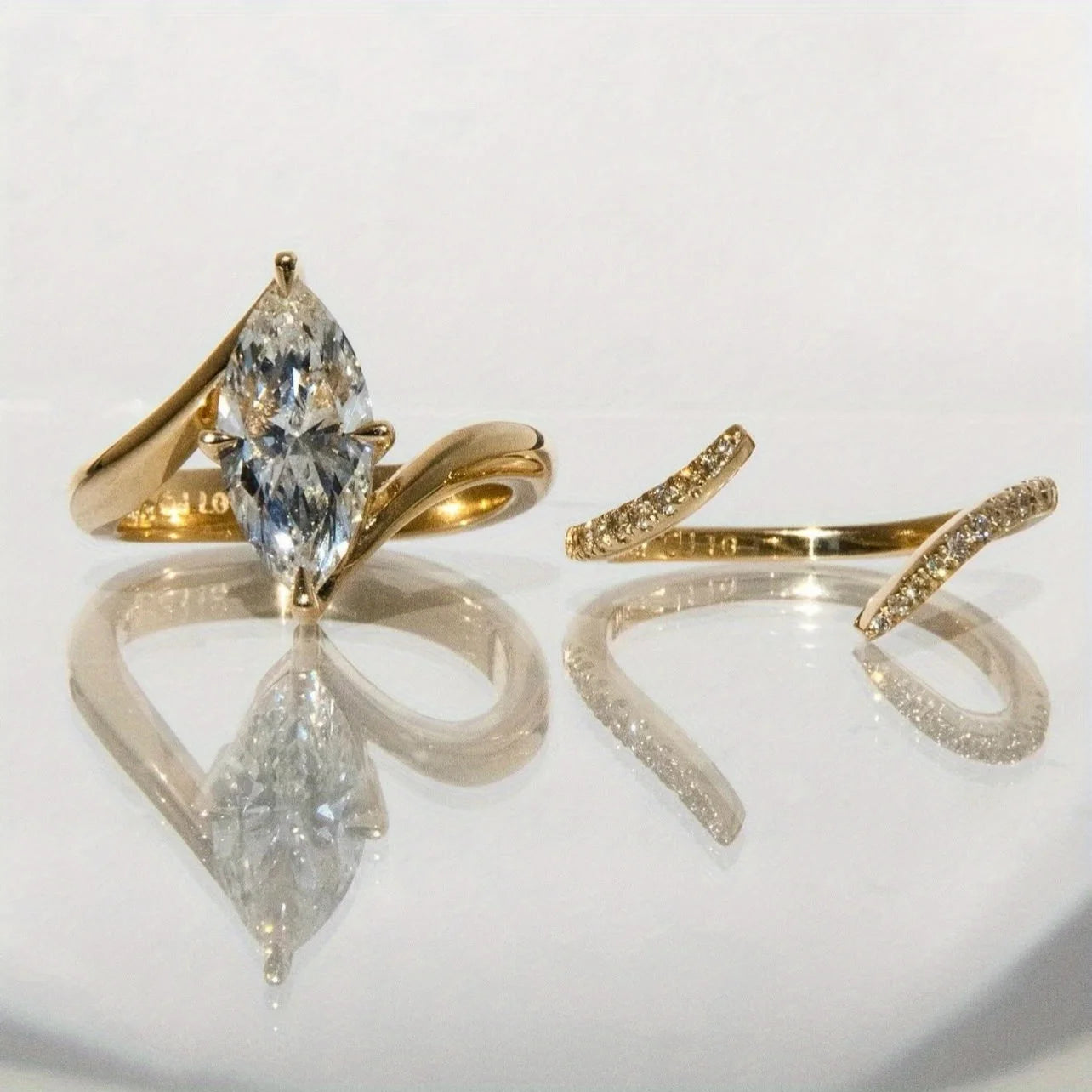 2PC 3CT Marquise Moissanite Set, S925 Sterling Silver Anniversary Stackable Rings