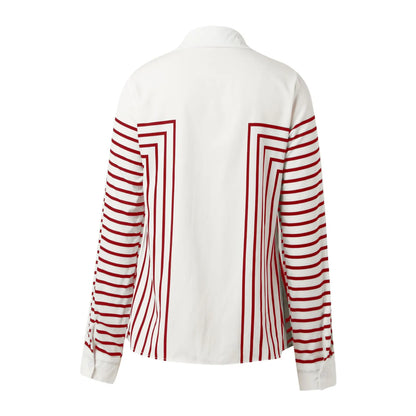 Women Casual Lapel Cotton Linen Shirt Long Sleeve Button Up Top