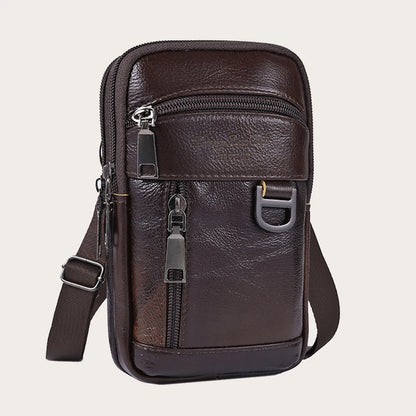 Men Stylish Crossbody Bag Waterproof Leather Retro Fanny Pack Lightweight Fashion.