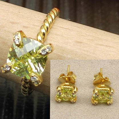 2025 New High-Quality Silver and Gold Color Set with 8mm Colorful Main Stone
