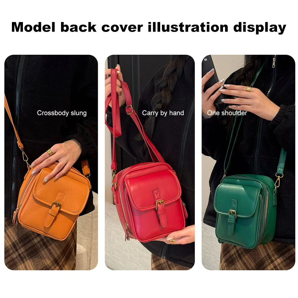 Leather Small Crossbody Cell Phone Bag & Adjustable Removable Strap