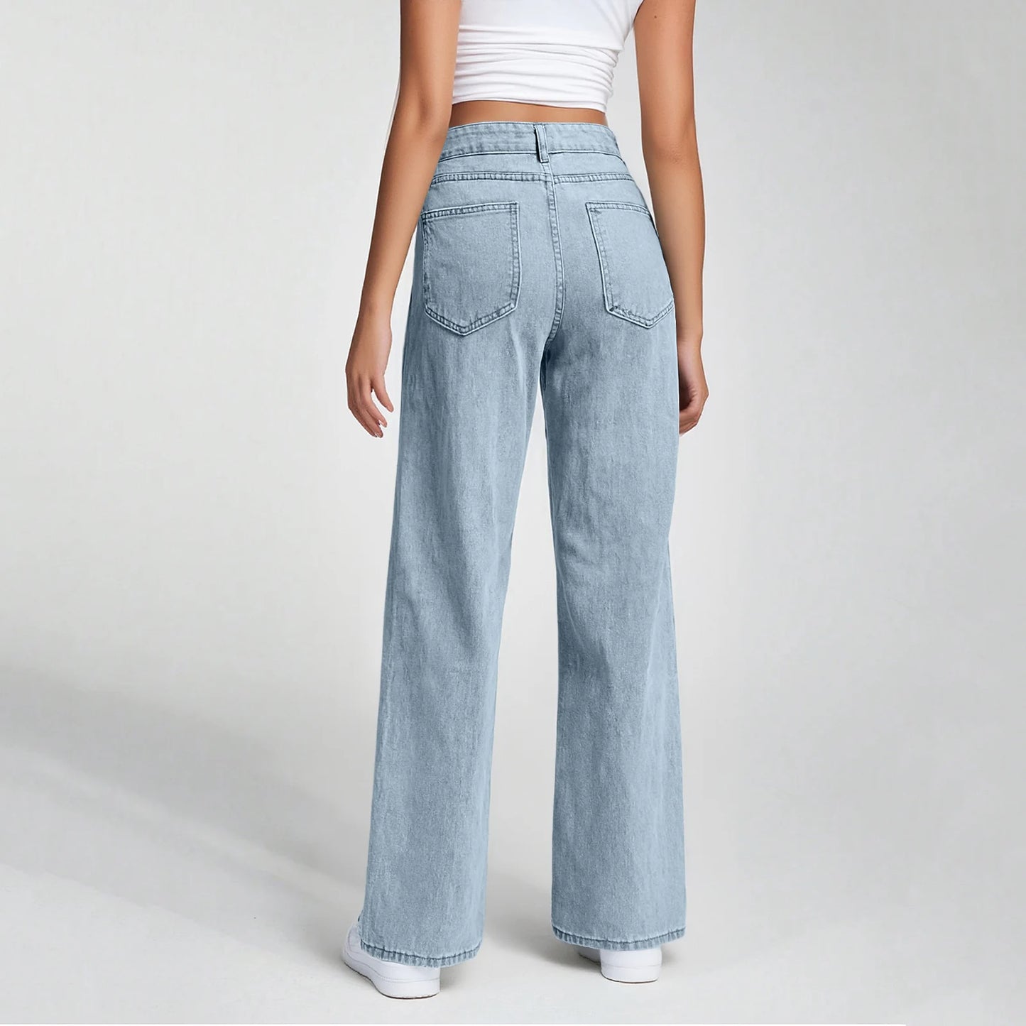 Ladies' High Waisted Straight Leg Pants Loose Casual