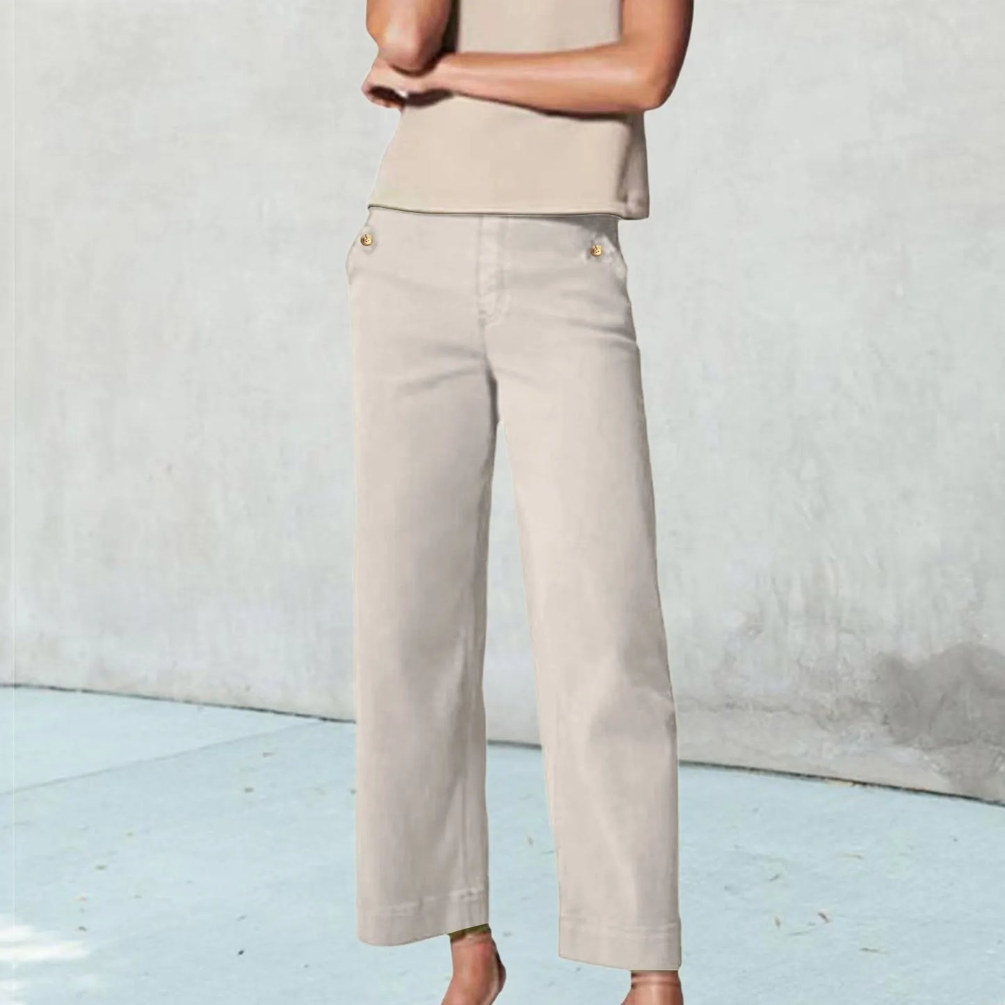 Summer Autumn Cotton Women's Pants Drawstring Elastic Waist Casual
