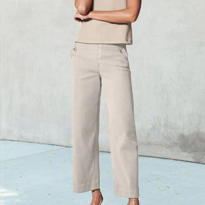 Summer Autumn Cotton Women's Pants Drawstring Elastic Waist Casual