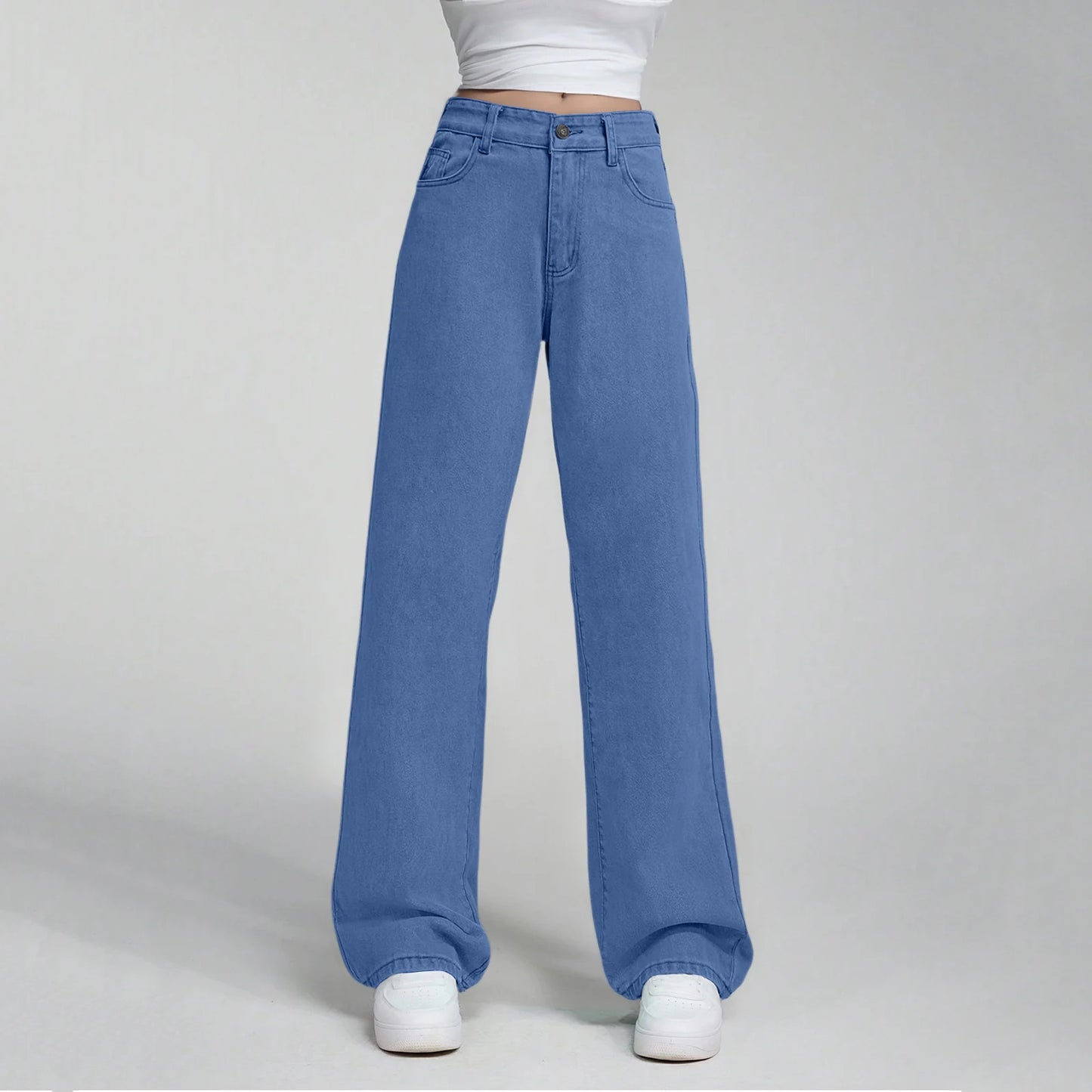 Ladies' High Waisted Straight Leg Pants Loose Casual