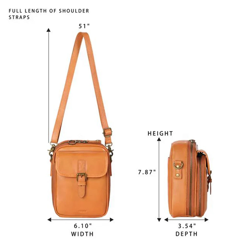 Leather Small Crossbody Cell Phone Bag & Adjustable Removable Strap