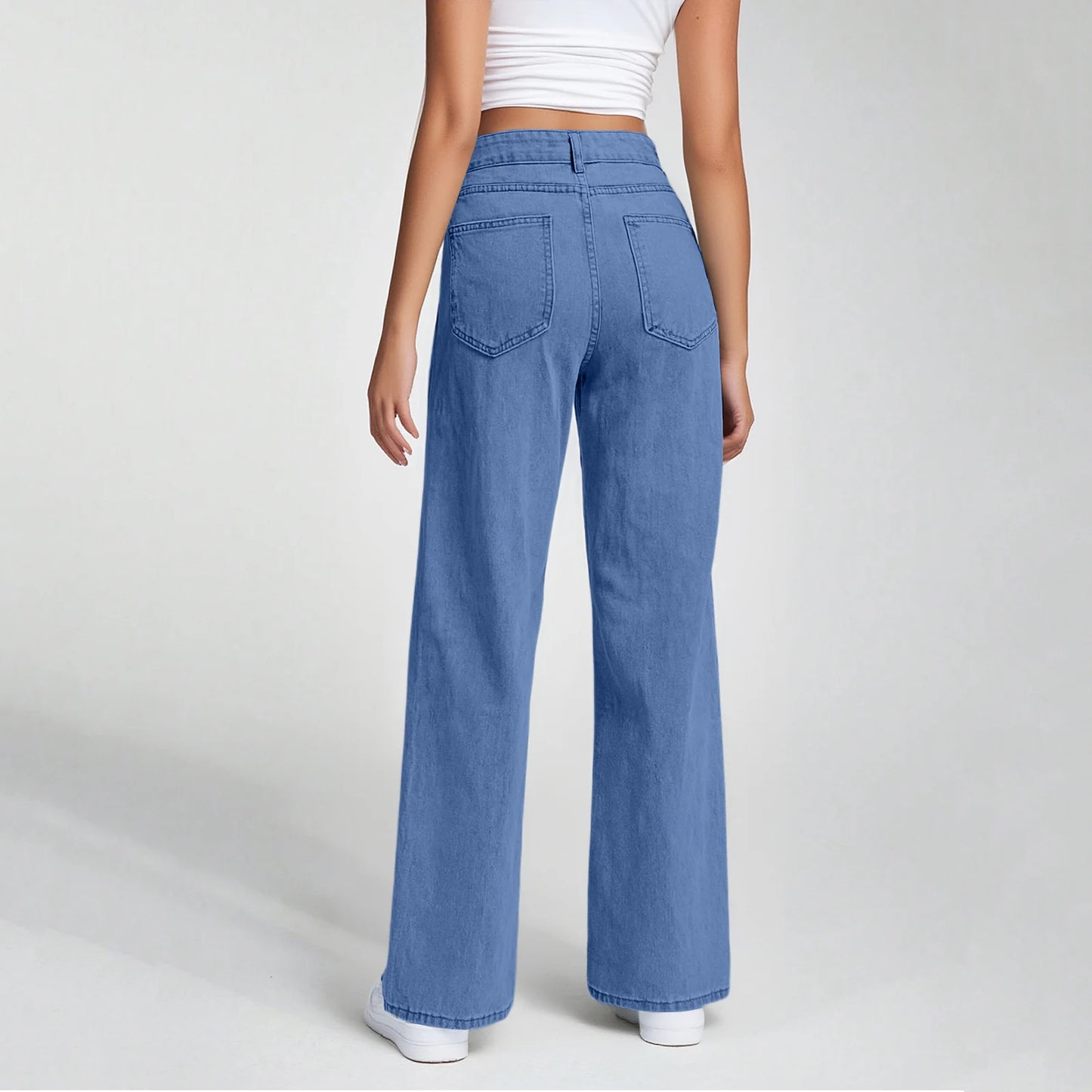 Ladies' High Waisted Straight Leg Pants Loose Casual