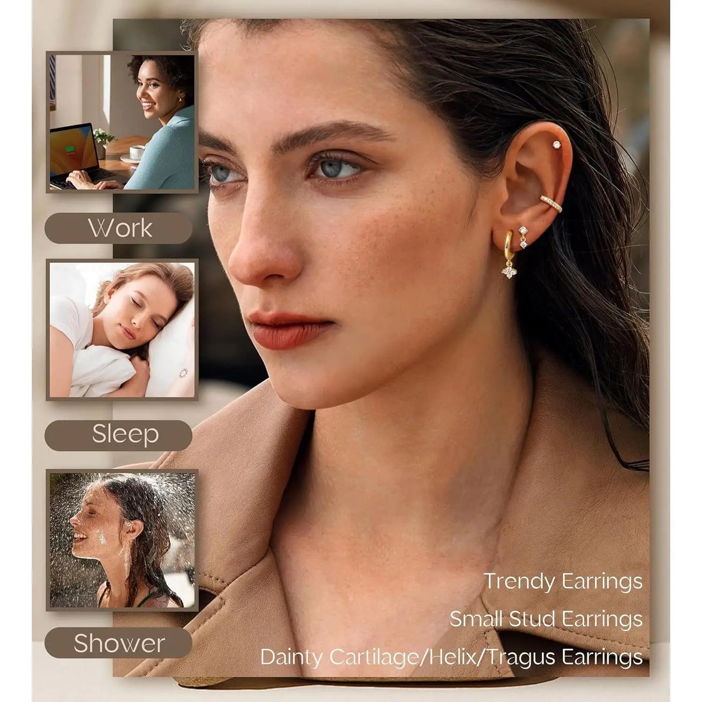 25 Pcs Surgical Steel Earrings for Sensitive Ears for Women Flat Back Studs