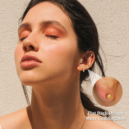 8 Pairs 20G Hypoallergenic Flat Back Stud,and Hoop Earrings