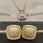 2025 New High-Quality Square Diamond Necklace and Earrings Set