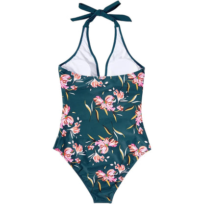 Tummy Control Swimsuit Cross Front Striped One Piece