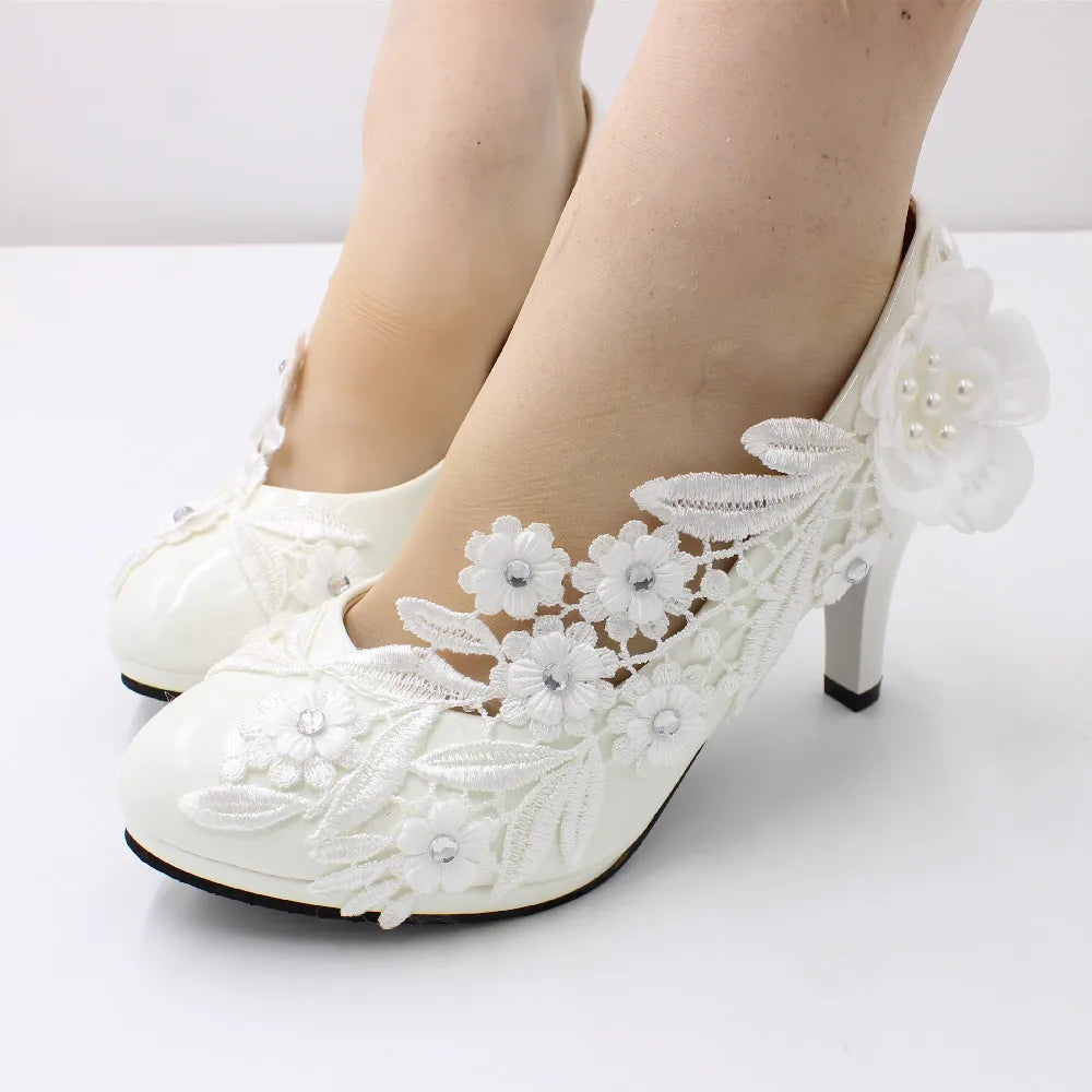 White Flower Pumps New Arrival Women's Shoes