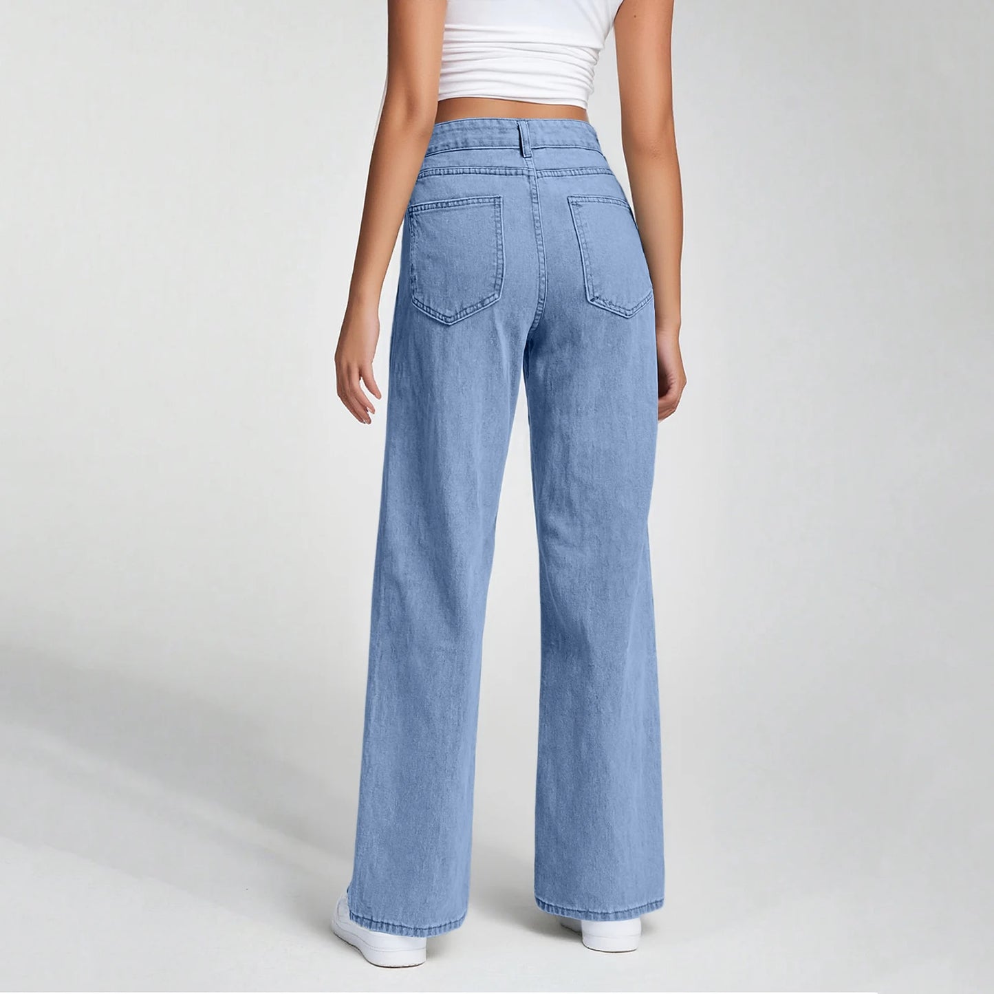 Ladies' High Waisted Straight Leg Pants Loose Casual