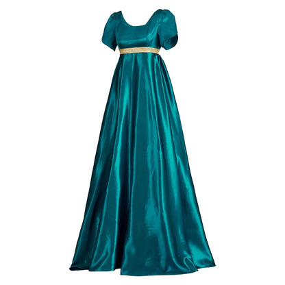 Medieval Vintage Satin Dress Short Sleeve High Waist Renaissance Dress
