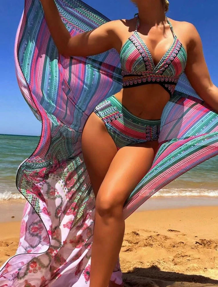 Bikini Swimsuit With Mesh Cover Ups