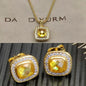 2025 New High-Quality Square Diamond Necklace and Earrings Set