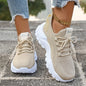 Fashion Knitted Sneakers for Women Mesh Breathable Lace-up Casual Sports Shoes