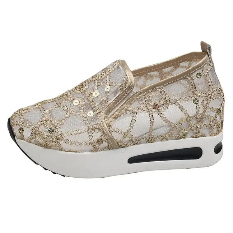 women's Muffin Sneakers Sequin Slip On Casual Shoes