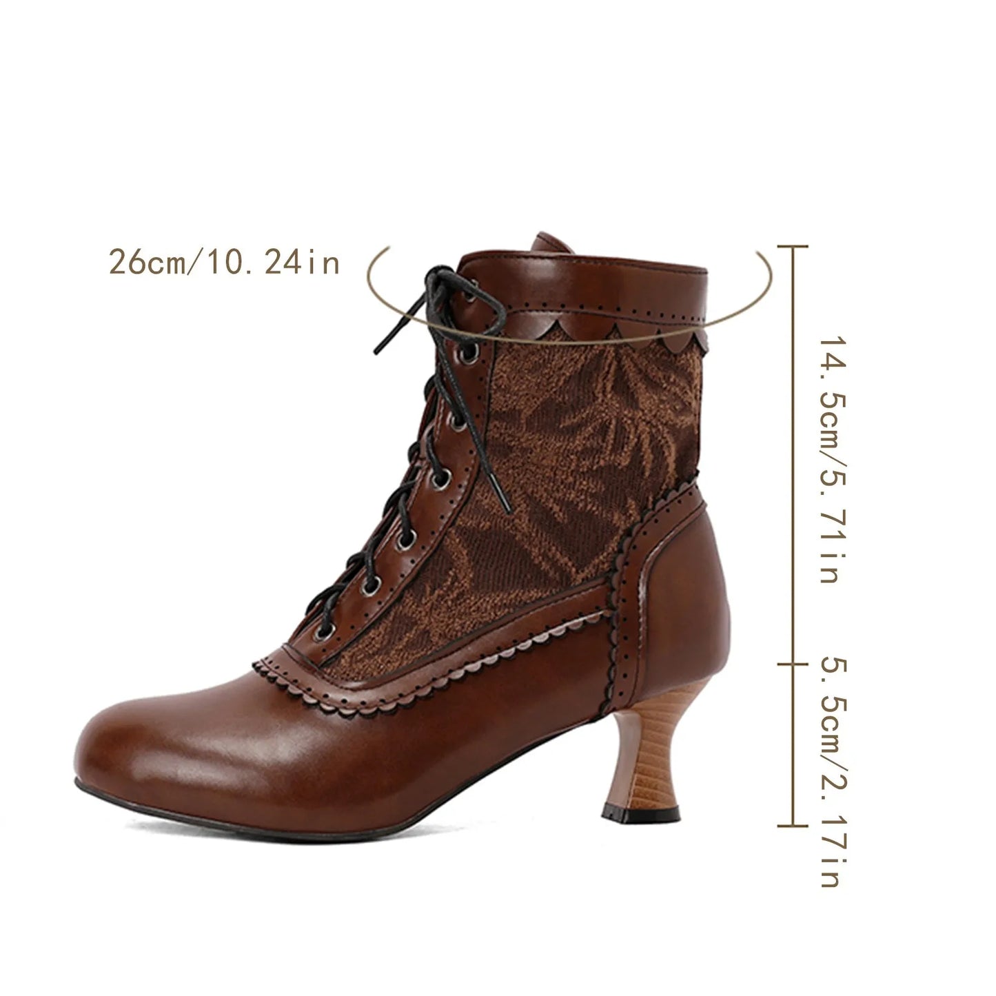 Women's Fashionable Classic Low Heel Ankle Boots Wicker Wedges Lace Color Blocked