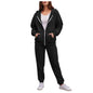 Women Long Sleeve Solid Color Hooded Sweatshirt and Pant