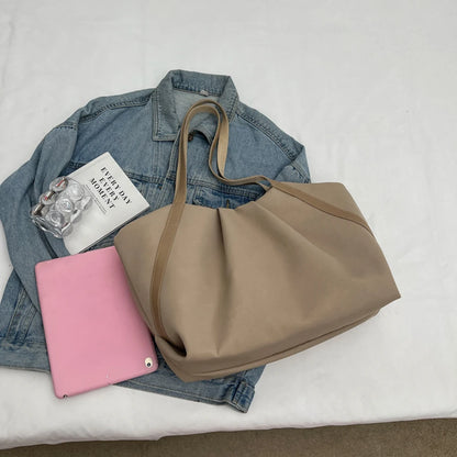 Women Work Tote Handbag Large Capacity Canvas Handheld Bag Contrast Color.