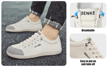 Womens Wide Toe Box Shoes Casual Comfortable Barefoot Slip On Loafers Zero Drop Leather Canvas