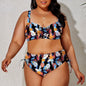 2024 Fashion Plus Size Bikinis New Floral Print Ruffle Two Pieces Swimwear