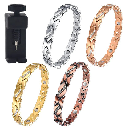 Leaves Magnetic Bracelet with 3500 Gauss Magnetic Therapy Bracelet Pure Copper for Women Men Jewelry Gift