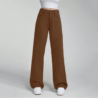 Ladies' High Waisted Straight Leg Pants Loose Casual