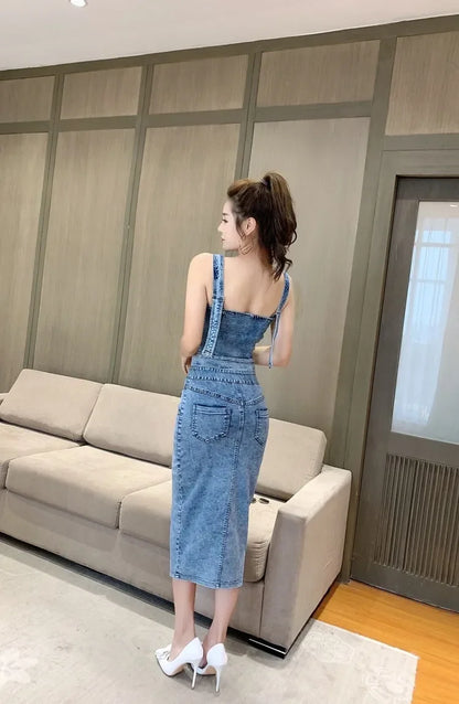 denim 2 piece outfits summer top and skirt