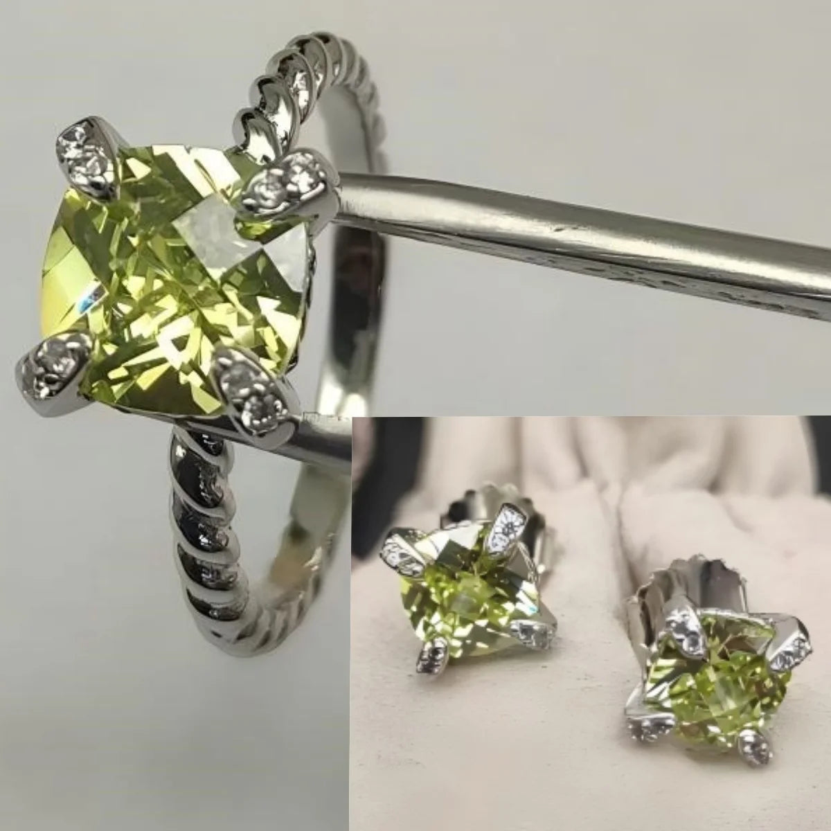 2025 New High-Quality Silver and Gold Color Set with 8mm Colorful Main Stone